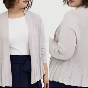 Torrid Minimalist Open Front Waffle Knit Light Gray/Lavender Cardigan Size 2